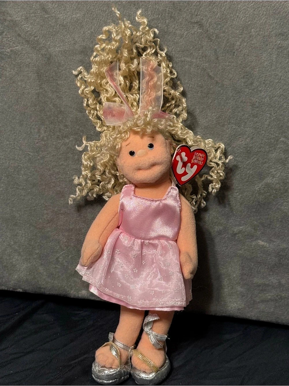 Ty Beautiful Belle Beanie Boppers Doll Pink & Gold Floral